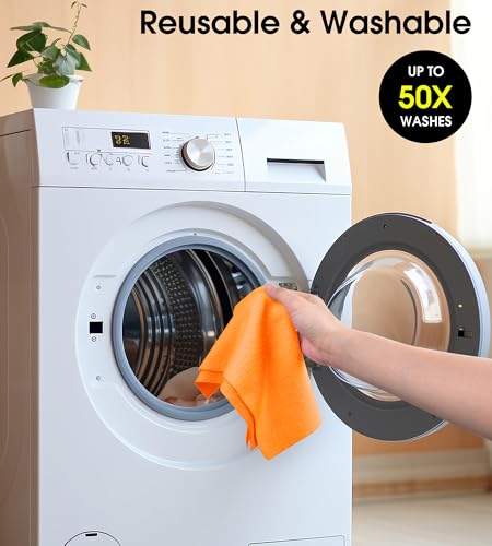 KitchLife Microfiber Cleaning Cloth Roll - Tear-Away Reusable Microfiber Paper Towels, Lint-Free, Washable, 20 Sheets for Kitchen, Car, Dishes, and Sensitive Surfaces (Orange) - color: Orange