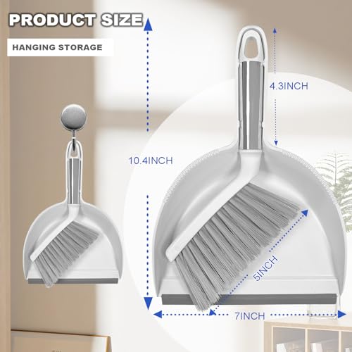 Small Broom with Dustpan Combo Set Mini Broom and Brush Set Hand Sweeper for Cleaning Desk Office Kitchen Pet Nest (White) - color: White