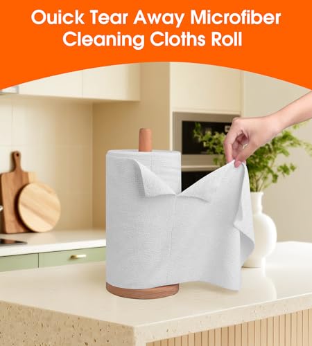 Microfiber Cleaning Cloth Roll - 100 Pack Tear Away Microfiber Paper Towels, Reusable, Washable, Scratch-Free, Kitchen Towels for Car, Home, Kitchen, Glass, Dishes (Light Grey) - color: Lightgrey