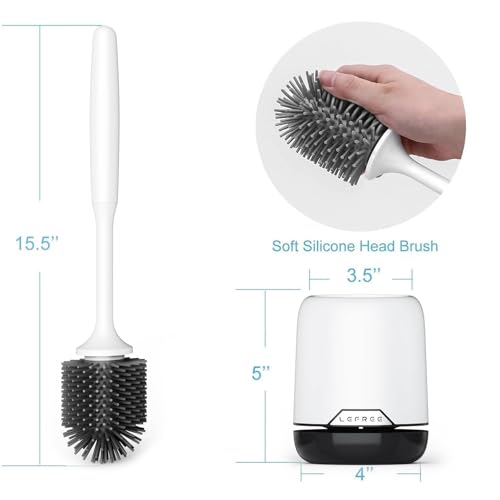 Lefree Silicone Toilet Brush and Holder Set with Ventilated Holder, Floor Standing & Wall Mounted Toilet Scrubber - color: Black, size: 1 Pack