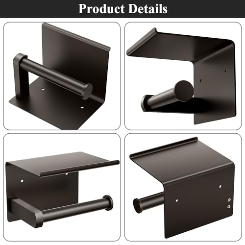 Tindbea Toilet Paper Holder with Phone Shelf, Adhesive or Screw Wall Mount Toilet Tissue Roll Holder, Rustproof & Multifunctional Stainless Steel Bathroom Storage Dispenser (Bronze) - color: D-bronze