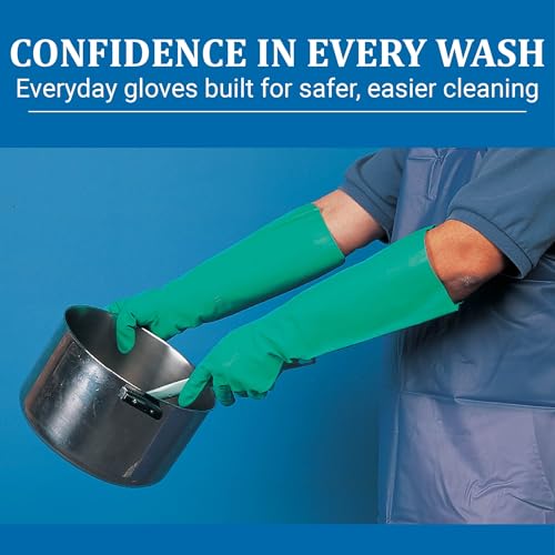 San Jamar 19NU-L Nitrile Elbow-Length Dishwashing Glove, Large (1 Pair) - color: Green, size: Large