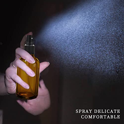 GIVAMEIHF Amber Spray Bottles about 4oz Empty Small Glass Spray Bottle Fine Mist Spray Refillable Containers, Set of 16, Included 24 nozzles, 2 Funnels, 2 Droppers, 24 Labels - color: 4OZ-16 Pcs