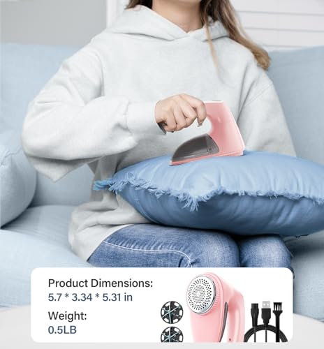 Bymore Fabric Shaver, Lint Shaver for Clothing Furniture Shaver, Sweater Defuzzer Pill Remover Shaver, Lint Remover for Clothing Fuzz-Pink - color: Pink