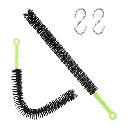 2 Pcs Drain Clean Brush Set,with 2 S-shape Hooks Extended Dryer lint Removal Brush Drain Clog Remover for Toilet, Kitchen Sink, Sewer Drain, Bathroom Tub(size:16 inch)