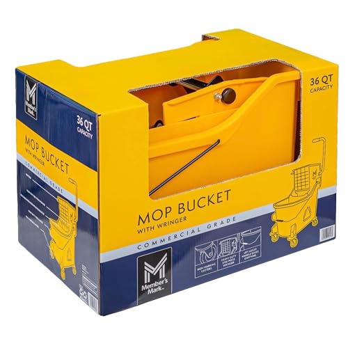 Commercial Grade Mop Bucket with Wringer, 36 QT Capacity, Yellow