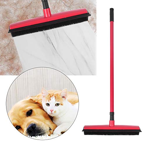 Pet Carpet Cleaning Brush, Rubber Hair Broom with Telescoping Handle, Red - Efficient Fur Removal, Easy Maintenance, Ideal for Pets and Homes (Red) - color: Red