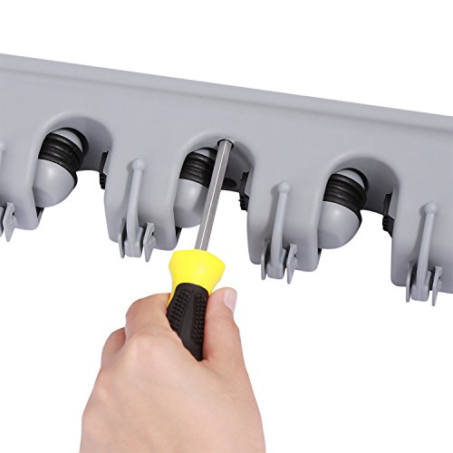 TOGU Mop and Broom Holders Sturdy Wall Mounted Broom Gripper Holds up to 9 Tools,Anti-Slip for Home Kitchen Garden Garage Storage Systems