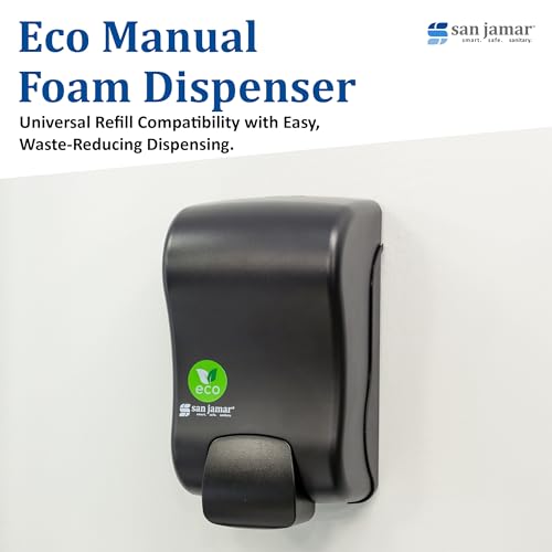 San Jamar Rely Soap Dispenser – 900ml Wall Mounted Manual Liquid Dispenser with Efficient Pump for Home and Commercial Use, Black Pearl, (Pack of 6)