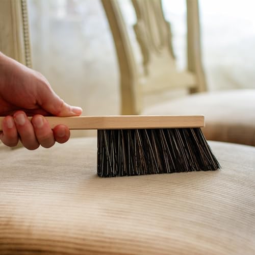 11.2" Hand Broom Soft Bristles Cleaning Brush, Dusting Brush with Wooden Handle, Handheld Car Broom, Small Counter Dust Brush, Bench Brush, Clothes Brush - size: 11.2"