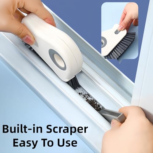 2 in 1 Groove Cleaning Brush,Window Track Cleaner, Effective Window Sill Cleaner Tool Perfect for Sliding Door Tracks and Glass Door Grooves for Home Bathroom Kitchen Use