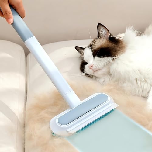 4-in-1 Pet Hair Removal Tool, Carpet Hair Removal Tool with Comb Pet Hair Remover for Furniture Reusable Long Handle for Furniture, Sofa, Carpet, and Bedding