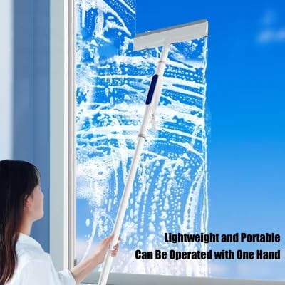 Atlodas Squeegee for Window Cleaning with Spray, Squeegee Window Cleaning Kit with Sprayer, 46-inch Extension Pole, Dual Side Mist Retractable Window Removable Glass Cleaning Mop (1 pcs) - color: 1 Pcs