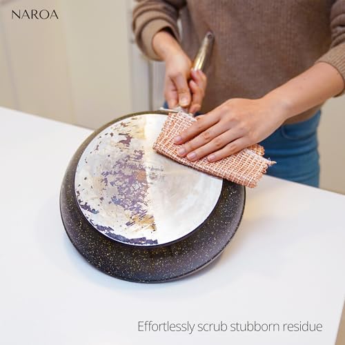 Naroa Copper Scrubbing Pads 3 Pack | 2-Ply Non-Abrasive Metal Mesh Scrubber | Reusable Copper Cleaning Cloth for Stainless Steel, Pots, Pans, Cast Iron | Kitchen Supplies Dishwashing Tools