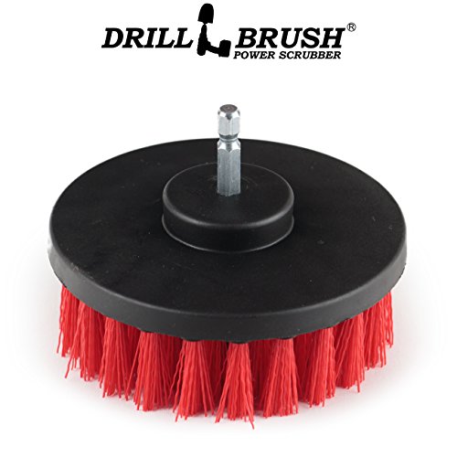 Outdoor Cleaning Tools - Patio Scrub Brush - Outdoor Deck Scrubber Brush - Bird Bath Cleaning Tool - Fountain Cleaning Brush - Garden Statues Cleaning Tools - Concrete Stain Cleaner - House Siding - color: Red
