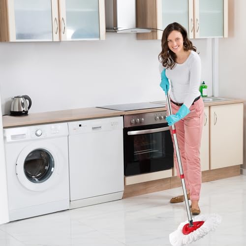 Spin Mop Replacement Handle, 4-Section 30-to-58 inch Mop Replacement Stick Compatible with Ocedar Mop Handle for Easy Wring Mop Refills, Germany Screw Joint (Red 2 Pack) - color: Red, size: Mop Handle( 2 Pack)