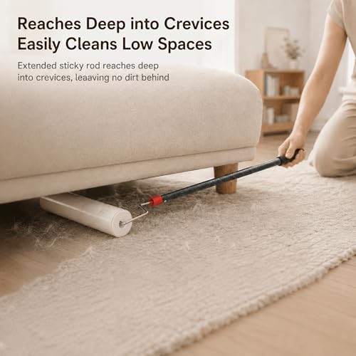 Pet Hair Lint Roller, Extra Sticky – 9.45" Wide Large Roller with 240 Adhesive Sheets, 51" Long Handle Sticky Mop for Carpet, Floor, Couch, Bed Sheets – Home Cleaning