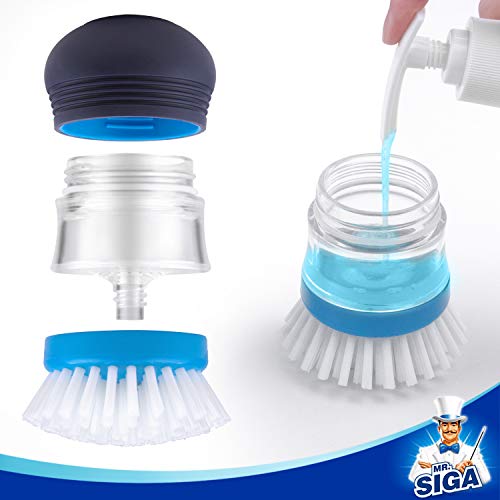 MR.SIGA Soap Dispensing Palm Brush, Kitchen Brush for Dish Pot Pan Sink Cleaning, Pack of 2, Navy/Blue - color: Navy/Blue