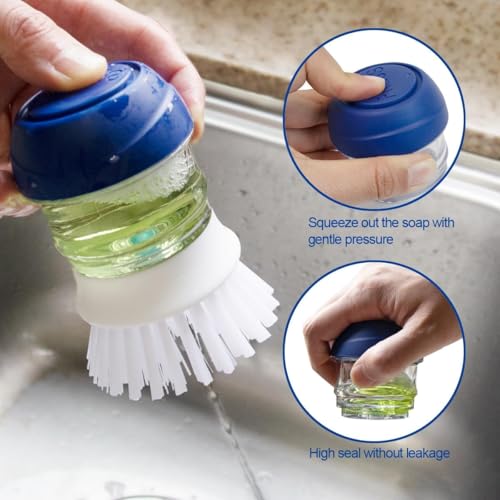CELOX Soap Dispensing Brush for Cleaning Pots, Pans and Sinks Scrub Brush Kitchen - color: Blue, size: 1 Pack