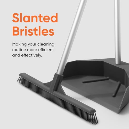 Superio 16"" Slim Silicone Salon Broom - Carpet Rake for Liquid, Human Hair, Pet Hair, and Fur Space Saving and Easy to Wash, Gray, 1281-993 - color: Silicone, size: 54"