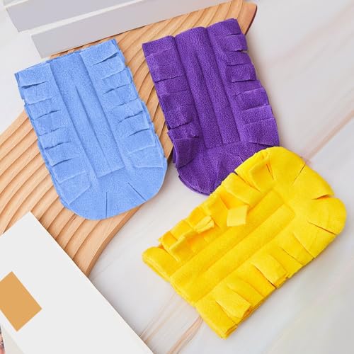 Zubebe 12 Pcs Duster Refill Reusable Fleece Duster Refills Feather Flat Dusters Multi Surface Washable Cleaning Pads Tools for Home, Blinds, Car, Pet, Furniture, Fans (Purple,Light Blue,Yellow) - color: Purple, Light Blue, Yellow
