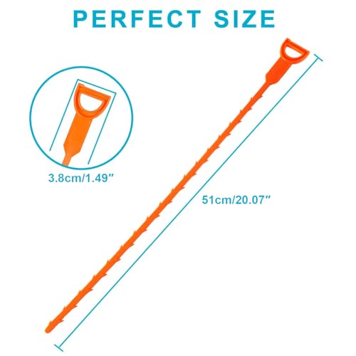 5Pcs Drain Snake, 20In Flexible Durable Sink Snake Auger Cleaner Tool with Barbed Teeth for Kitchen Bathroom Shower Tub Toilet Sewer, Clog Hair Remover Tool, Easy to Use Drain Opener, Orange