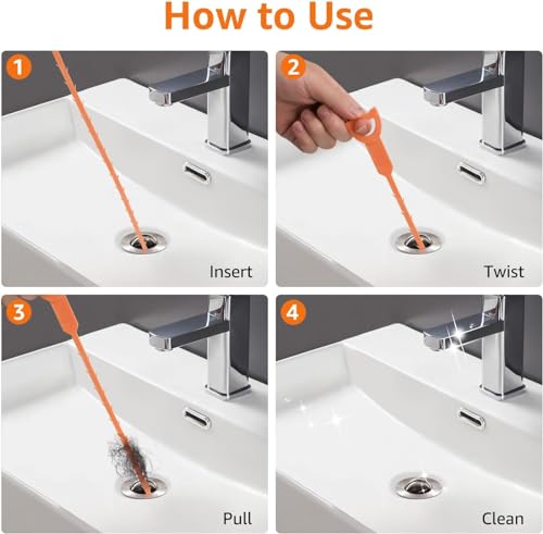 35.5inch Drain Auger Cleaner(1pcs), 25inch Drain Snake Hair Remover(3pcs), Hair Catcher Drain Clog Remover Tool Set For Kitchen Sink, Bathroom Tub, Sewer, Toilet