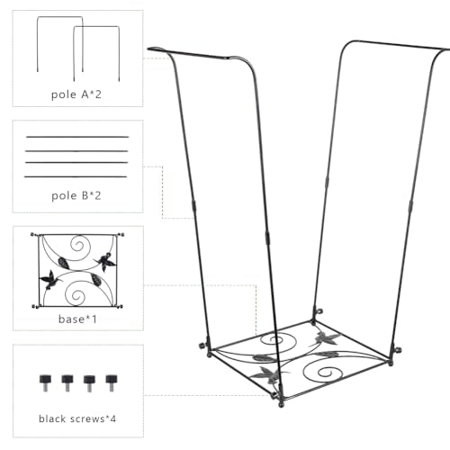 Trash Bag Holder, Metal Garbage Bag Holder, Portable Hummingbird Pattern Base Leaf Bag Holder, Multi-use Trash Bag Holder Stand for Camping, Party, Garden - color: BlackD-1 PC