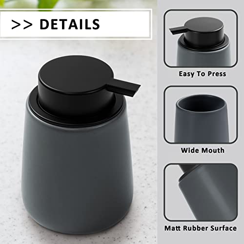 Soap Foaming Dispenser Ceramic with Easy-to-Press Pump Hand Foam Dispenser for Shampoo Bathroom Kitchen 12 oz - color: Foam-grey