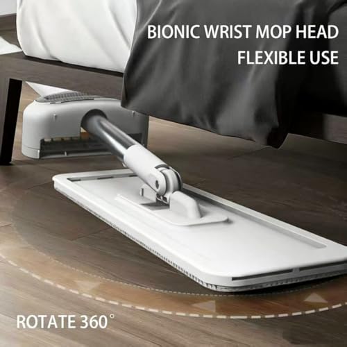 Flat Mop & Bucket Set with 6 Reusable Pads | Foldable Hands-Free, Microfiber, Wet/Dry Use, For Tile, Laminate, Wood Floors, Walls, Windows