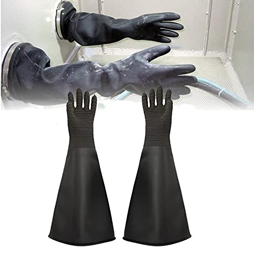 Heavy Duty Sandblasting Gloves Rubber Gloves for Sandblaster Protective Safety Work Black Striped Glove - color: Black