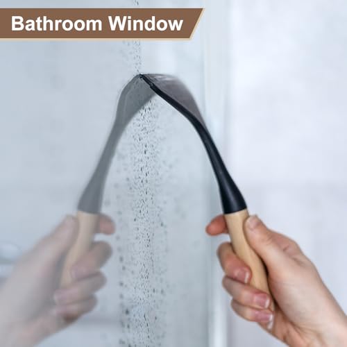 HARFINGTON 2pcs Squeegee 5 Inch Length Auto Water Blade Shower Squeegee with Non-Slip Handle for Car Windshield Window Cleaner Glass Door, Orange