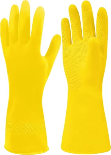 SteadMax 1 Pair Cleaning Gloves, Reusable Natural Rubber Dish Gloves, Latex Non-Slip Gloves for Kitchen, Household - size: Medium