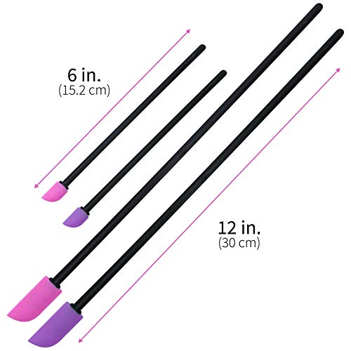 S&T INC. Makeup Spatula, Large and Mini Silicone Spatula Set for Cosmetics, Shampoo, Hair Care, and Skin Care Products, 4 Piece Set, Pink/Purple - color: Pink/Purple, size: 4 Pack