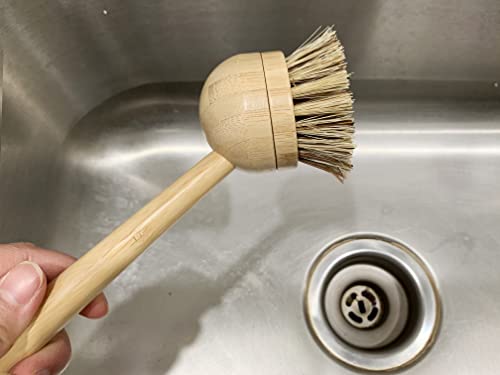 JuneLily Sisal & Coconut Dish Brush Heads Plant-Based Replacement for Washing Dishes Kitchen Bathroom (Coconut Brush Head) - color: Coconut Brush Head
