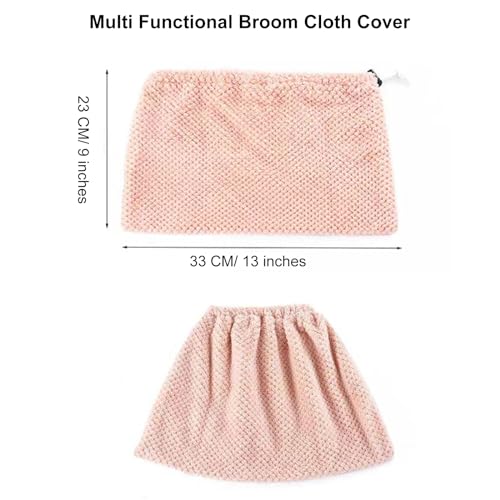 2 Pack Broom Cloth Covers Wet or Dry Cleaning Mops with Adjustable Drawstring Closure Multi-Purpose Microfiber Floor Towel Washable Reusable Cleaning Cloth for Pet Hair, Dust, Stain, Windows (Red) - color: Red