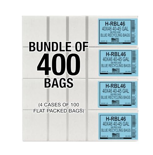 Aluf Plastics 45 Gallon 1.2 MIL Blue Industrial Strength Trash Bags - 40" x 46" - Pack of 400 - For Industrial, Home, & Recycling - style: 45 Gal, 1.2 Mil, 400 Count