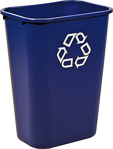 Rubbermaid Commercial Products Deskside Recycling Can, 10.25-Gallon/41-Quart, Blue Recycling Symbol, Plastic, for Bedroom/Bathroom/Office/Under Desk/Sink - color: Blue, size: 10.25 Gallons