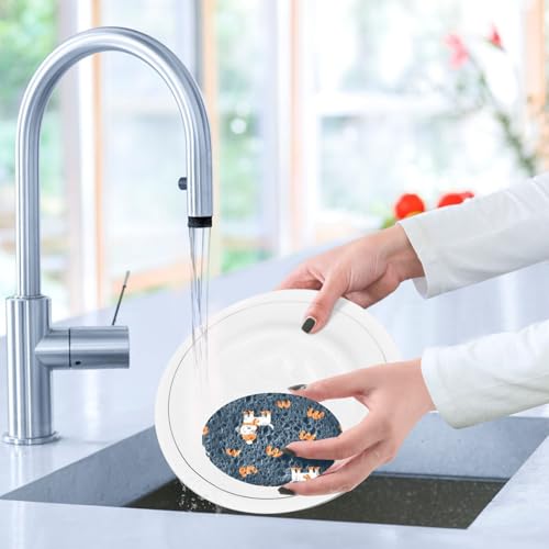 Fall Cute Dogs Dish Scrub Sponges Kitchen Non Scratch Reusable Compressed Cellulose Sponge Hanging for Household Cleaning Washing Dishes Pots and Pans 3 Pack - color: Pattern11