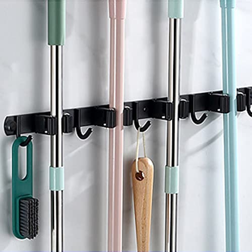 Mop and Broom Holder Wall Mount Garage Organizer Storage Tool Racks Stainless Steel Heavy Duty Hooks Self Adhesive Solid Non-Slip Wall Hangers for Home Kitchen Garden (3 Racks and 4 Hooks) - color: 3 Racks and 4 Hooks