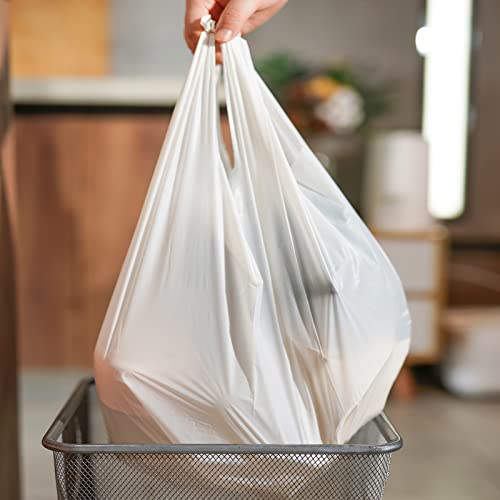 Biodegradable Handle Trash Bags 4-5 Gallon, 100% Compostable Garbage Bags Wastebasket Liners Bags for kitchen bathroom office garden,US BPI ASTM D6400 and Europe OK Compost Home Certified