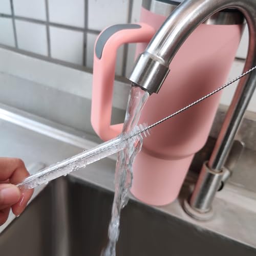 6 Pack Straw Cleaner Brush for Stanley, Reusable Extra Long Straw Cleaner for 40/30/20 oz Stanley Mug, 10mm Wide Drinking Straws Cleaning Brush for Sippy Cup, Water Bottle and Tubes