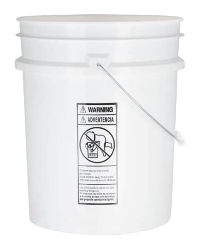 House Naturals 5 Gallon Premium HPDE Plastic Bucket - Made in USA Food Grade Storage Container, BPA Free All Purpose Pail (4, White) - color: White
