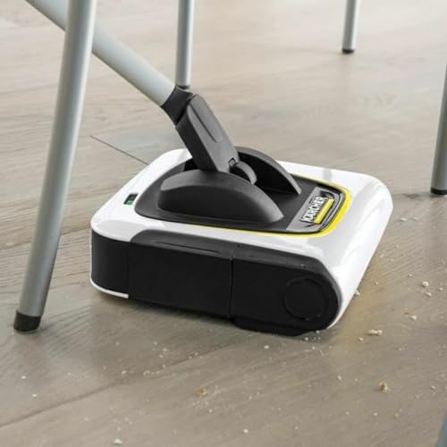 Kärcher KB 5 Electric Floor Sweeper Broom, for Carpets, Hardwood Floors and Tiles, Lightweight and Cordless, Ideal for Fur, Hair, Dirt & Dust - White