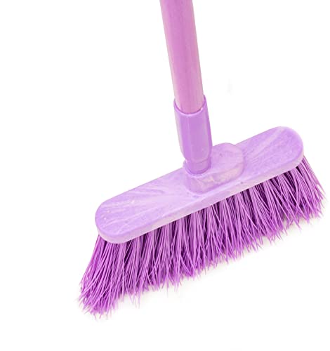 SPARTA 41083EC68 Plastic Color Coded Broom, Unflagged Bristles, Long Broom With Angled Head For Small Debris Cleaning, 56 Inches, Purple - color: Purple