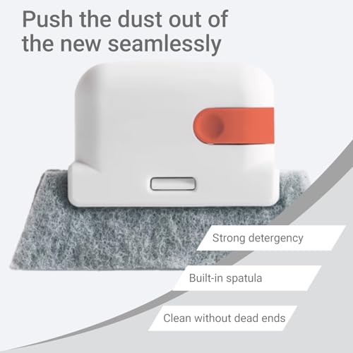 Magic Window Track Cleaner, Multifuction Window Groove Cleaning Brush with Replacement, Window Sliding Door Track Cleaner Household Use, Sliding Door, Track, Sill, Tile Lines, Shutter - color: Orange