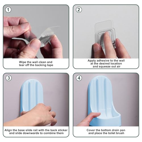 Silicone Toilet Brush and Holder Set, Golf Head Design, Flexible Toilet Bowl Brush Head with Silicone, Long Handle, Wall Mounted with Removable Anti-Leakage Base, Bathroom Deep Cleaning(Blue) - color: Gray