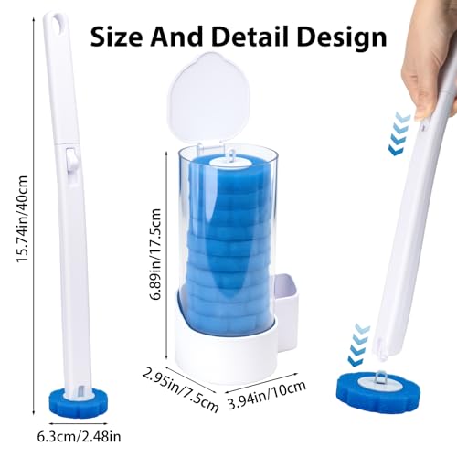 2 Pack Disposable Toilet Brush and Holder Set, Wall Mounted Toilte Wand Kit, Disposable Bowl Ceaner Wand and Caddy with 96 Refills for Closestool Cleaning