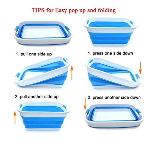 SAMMART 41L (10.8 gallon) Collapsible Plastic Laundry Basket - Foldable Pop Up Storage Container/Organizer - Portable Washing Tub - Space Saving Hamper/Basket (Rectangular, Sky Blue) - color: Sky Blue