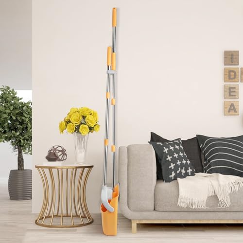 Broom and Dustpan Set, Dustpans with Broom Combo for Home, Heavy Dust Dustpan and Broom Combo, Long Handle Dust Pan and Broom Set for Kitchen, Office, Pet Hair(Gray Yellow) - color: Gray Yellow 1-pack